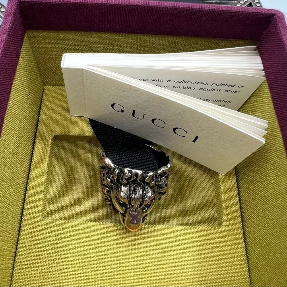 Gucci Metallic Lion Head Ring